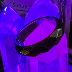 Faceted hematite ring